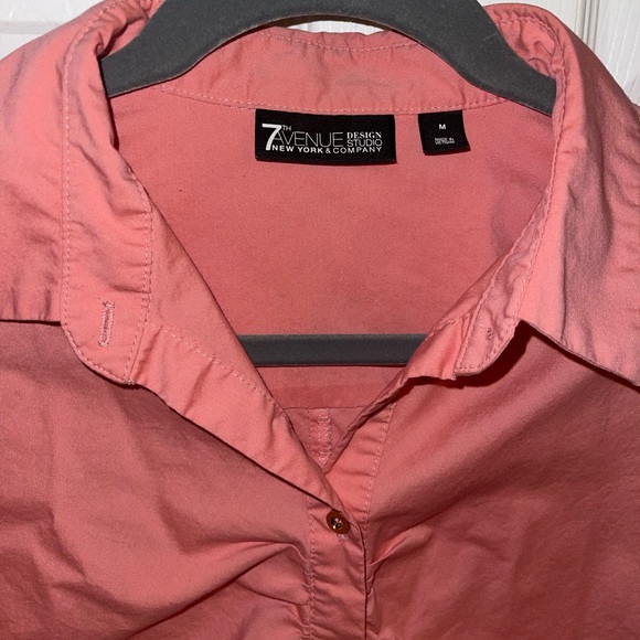 7th Avenue New York & Company Salmon Contoured Button Down Blouse Medium - Picture 8 of 11